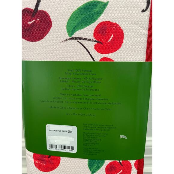 Kate Spade CHERRY Kitchen Dish Drying Mats 2pk Reversible Pink & Red 16x22 New - Picture 6 of 8